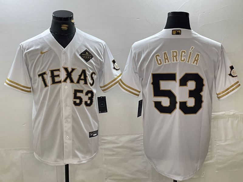 Men Texas Rangers #53 Garcia White gold Fashion Eition Nike 2024 MLB Jersey style 1->texas rangers->MLB Jersey